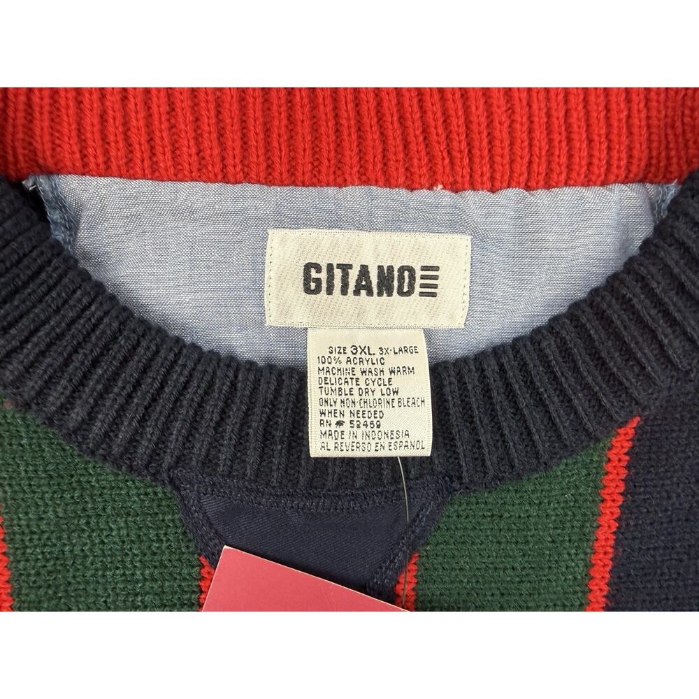 Vtg 80’s 90’s Sweater Men's Multicolored Striped Classic Crewneck Pullover 3XL - Picture 3 of 10